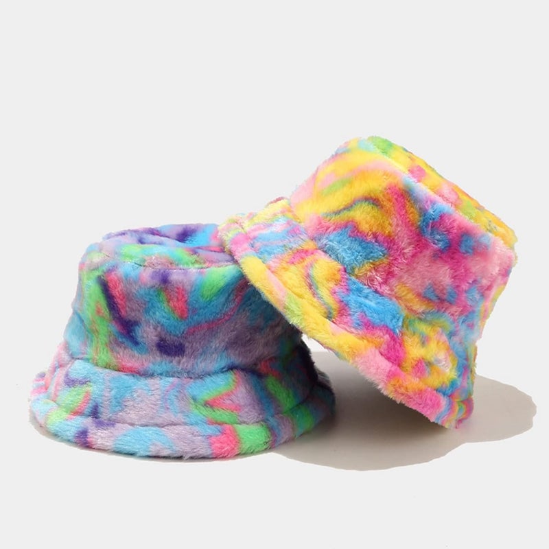 Dirholl Women's Winter Faux Fur Fuzzy Warm Bucket Hat - Image 2